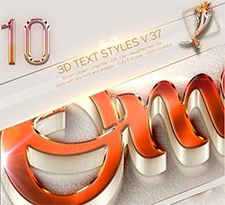 PS图层样式－10个极品3D文本效果：10 3D Text Styles V.37